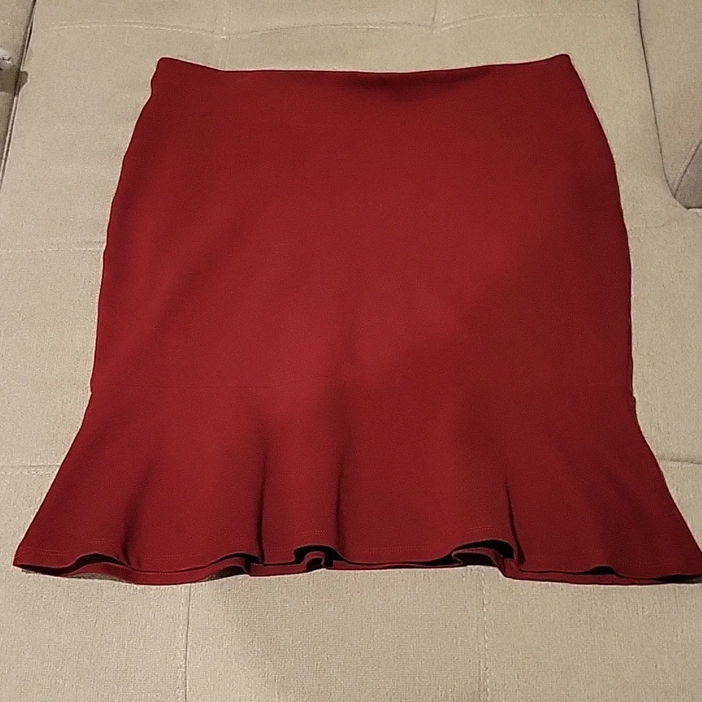 Anthropologie NWOT burgundy flared skirt size large - Picture 1 of 5